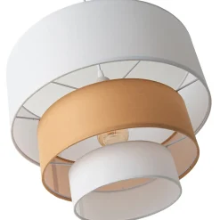 ALPINALUZ Suspension Textile à Trois Niveaux en Blanc et Beige Combinés, 38 cm x 30 cm, Douille E27