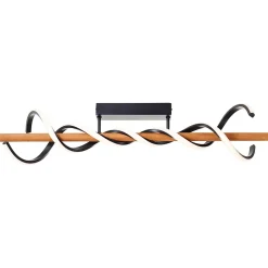 AMALIA Plafonnier noir/bois LED intégrée 38W métal/bois ampoule incluse