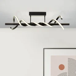 AMALIE Plafonnier noir LED intégrée 16W métal ampoule incluse