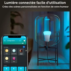 Ampoule connectée connectée dimmable Bluetooth Philips Hue IP20 A60 E27 1100lm 11W multicolore