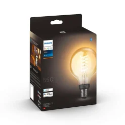 Ampoule connectée dimmable Bluetooth Philips Hue IP20 Globe E27 550lm 7W blanc chaud