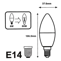 Ampoule E14 LED 8W 220V C37 180 (Pack de 10) - Blanc Chaud 2300k - 3500k - SILUMEN