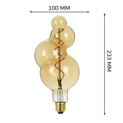 Ampoule filament LED BB100 4W Dimmable 2200K E27, Ampoule Globe Style Spirale Vintage décorative en verre ambré