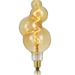 Ampoule filament LED BB100 4W Dimmable 2200K E27, Ampoule Globe Style Spirale Vintage décorative en verre ambré