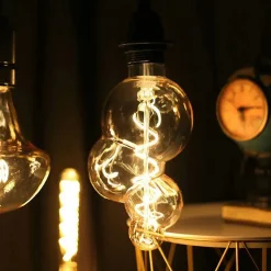 Ampoule filament LED BB100 4W Dimmable 2200K E27, Ampoule Globe Style Spirale Vintage décorative en verre ambré