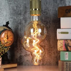 Ampoule filament LED BB100 4W Dimmable 2200K E27, Ampoule Globe Style Spirale Vintage décorative en verre ambré
