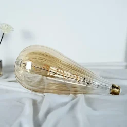 Ampoule filament LED ST125 4W Dimmable 2200K E27, Ampoule Globe Goutte de Pluie Vintage décorative en verre ambré