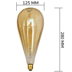 Ampoule filament LED ST125 4W Dimmable 2200K E27, Ampoule Globe Goutte de Pluie Vintage décorative en verre ambré