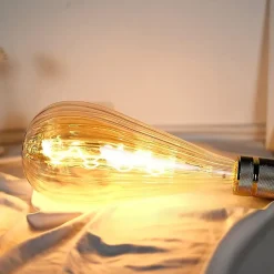 Ampoule filament LED ST125 4W Dimmable 2200K E27, Ampoule Globe Goutte de Pluie Vintage décorative en verre ambré