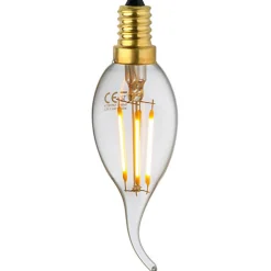Ampoule Lampe E14 LED Coup de Vent Filament droits 4W classique verre clair