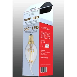 Ampoule Lampe E14 LED Coup de Vent Filament droits 4W classique verre clair