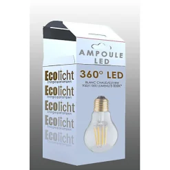 Ampoule Lampe E27 LED Filaments droits 8W classique verre clair