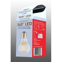 Ampoule Lampe E27 LED Filaments droits 8W classique verre clair