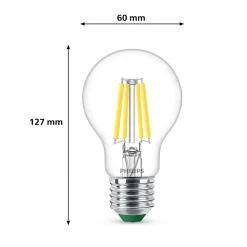 Ampoule LED A60 E27 485lm=40W blanc froid Philips ⌀6 cm transparent