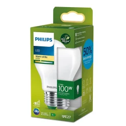 Ampoule LED A60 E27 1535lm=100W blanc chaud Philips ⌀6 cm dépoli