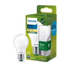 Ampoule LED A60 E27 1095lm=75W blanc chaud Philips ⌀6 cm dépoli