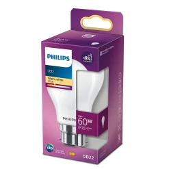 Ampoule LED B22 A60 dépoli 806lm 7W = 60W IP20 blanc chaud Philips