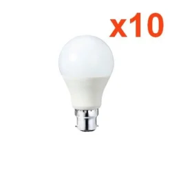 Ampoule LED B22 9W 220V A60 180 degrés (Pack de 10) - Blanc Chaud 2300K - 3500K - SILAMP
