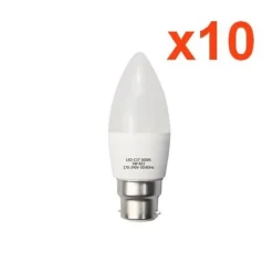 Ampoule LED B22 6W 220V C37 180 degrés (Pack de 10) - Blanc Chaud 2300K - 3500K - SILAMP