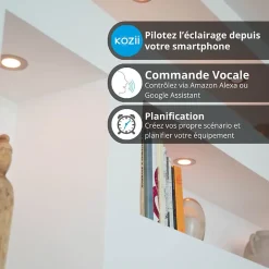 Ampoule LED connectée KOZii, éclairage blancs + couleurs, GU10 Spot encastrable orientable 5W Variation de couleur et luminosité