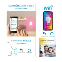 Ampoule LED connectée KOZii, éclairage blancs + couleurs, GU10 Spot encastrable aluminium brossé orientable 5W