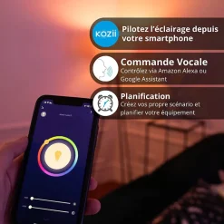 Ampoule LED connectée KOZii, éclairage multi-blancs, Filament E27 ST64 au verre ambré, 4,9W cons. Variation de luminosité