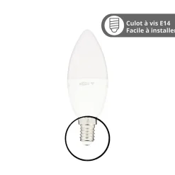 Ampoule LED connectée KOZii, éclairage multi-blancs (2700 à 6500 kelvins), flamme, culot E14, conso. 6W, , 400 LM, angle 180