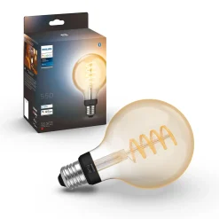 Ampoule LED connectée Philips Hue globe IP20 E27 550lm 7W blanc