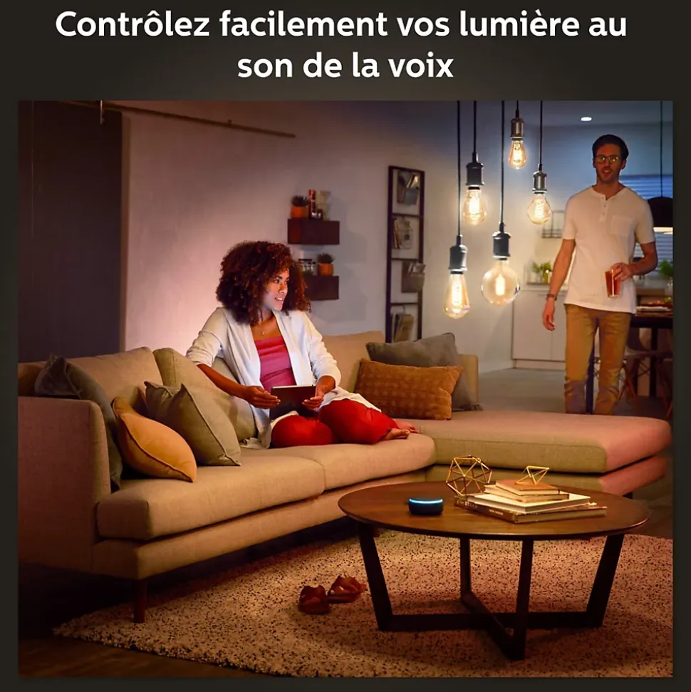 Ampoule LED connectée Philips Hue Globe G93 E27 IP20 580lm 7,2W blanc doux
