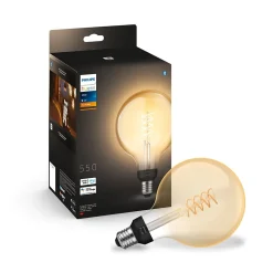 Ampoule LED connectée Philips Hue Filament Globe E27 IP20 580lm 7W blanc doux