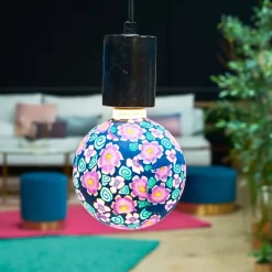 Ampoule Led décorative globe E27 motif floral psychédélique - Girard-Sudron
