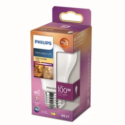 Ampoule LED dimmable E27 A60 1521lm 10.5W IP20 variable blanc chaud à blanc neutre Philips