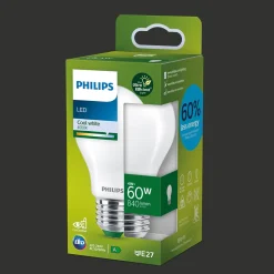 Ampoule LED dépoli A60 E27 840lm=60W ⌀6 cm blanc froid Philips