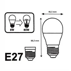 Ampoule LED E27 - SILUMEN - G45 - Blanc Froid 6000K - 8W - Haute Luminosité