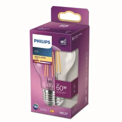 Ampoule LED E27 A60 806lm 7W IP20 blanc chaud Philips
