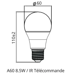 Ampoule LED E27 A60 8.5W RGBW avec Télécommande - SILAMP