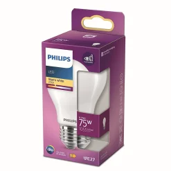 Ampoule LED E27 dépolie A60 1055lm 8.5W = 75W IP20 blanc chaud Philips