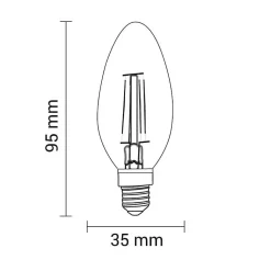 Ampoule LED E14 Filament 4W C35 Dimmable - Blanc Chaud 2300K - 3500K - SILAMP
