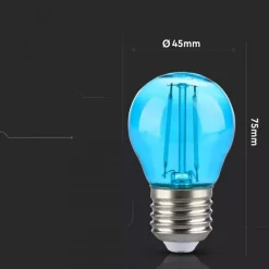 Ampoule LED E27 Filament 2W G45 Bleu - SILAMP
