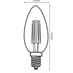 Ampoule LED E14 Filament 4W C35 Bougie - Pack de 10 - Blanc Chaud 2300k - 3500k - Certifié CE et Garanti 2 ans