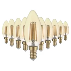 Ampoule LED E14 Filament 4W C35 Bougie - Pack de 10 - Blanc Chaud 2300k - 3500k - Certifié CE et Garanti 2 ans