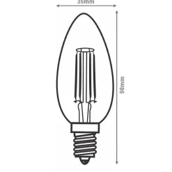 Ampoule LED E14 Filament 4W C35 Bougie - Blanc Chaud 2300K - 3500K - SILAMP