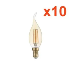 Ampoule LED E14 Flamme Filament 4W T35 (Pack de 10) - Blanc Chaud 2300K - 3500K - SILAMP