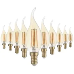 Ampoule LED E14 Flamme Filament 4W T35 (Pack de 10) - SILUMEN - Blanc Chaud - Conforme CE - Garantie 2 ans