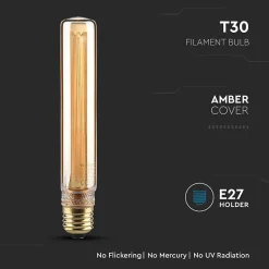 Ampoule LED E27 T30 Ambre Filament Vintage 2W 1800K Verre