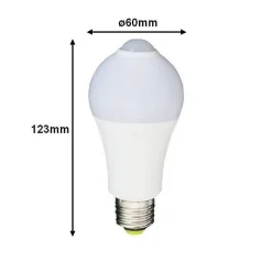 Ampoule LED E27 7W A60 avec Détecteur de Mouvement - Blanc Froid 6000K - 8000K - SILAMP