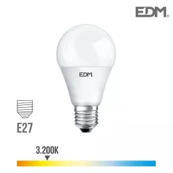Ampoule LED E27 10W Ronde A60 équivalent à 60W - Blanc Chaud 3200K