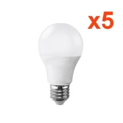 Ampoule LED E27 9W 220V A60 180 degrés (Pack de 5) - Blanc Chaud 2300K - 3500K - SILAMP