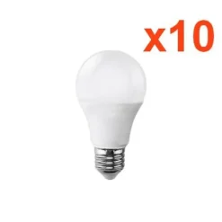 Ampoule LED E27 9W 220V A60 180 degrés (Pack de 10) - Blanc Froid 6000K - 8000K - SILAMP