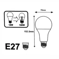 Ampoule LED E27 18W 220V A70 (Pack de 100) - Blanc Neutre 4000K - 5500K - SILAMP